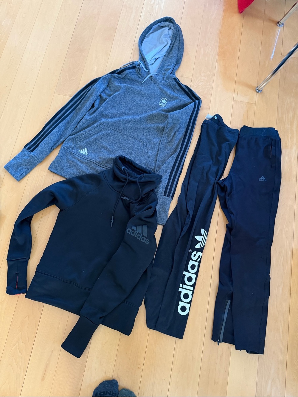 adidas Gray & Black Hoodie and Track Pants Bundle set of 4